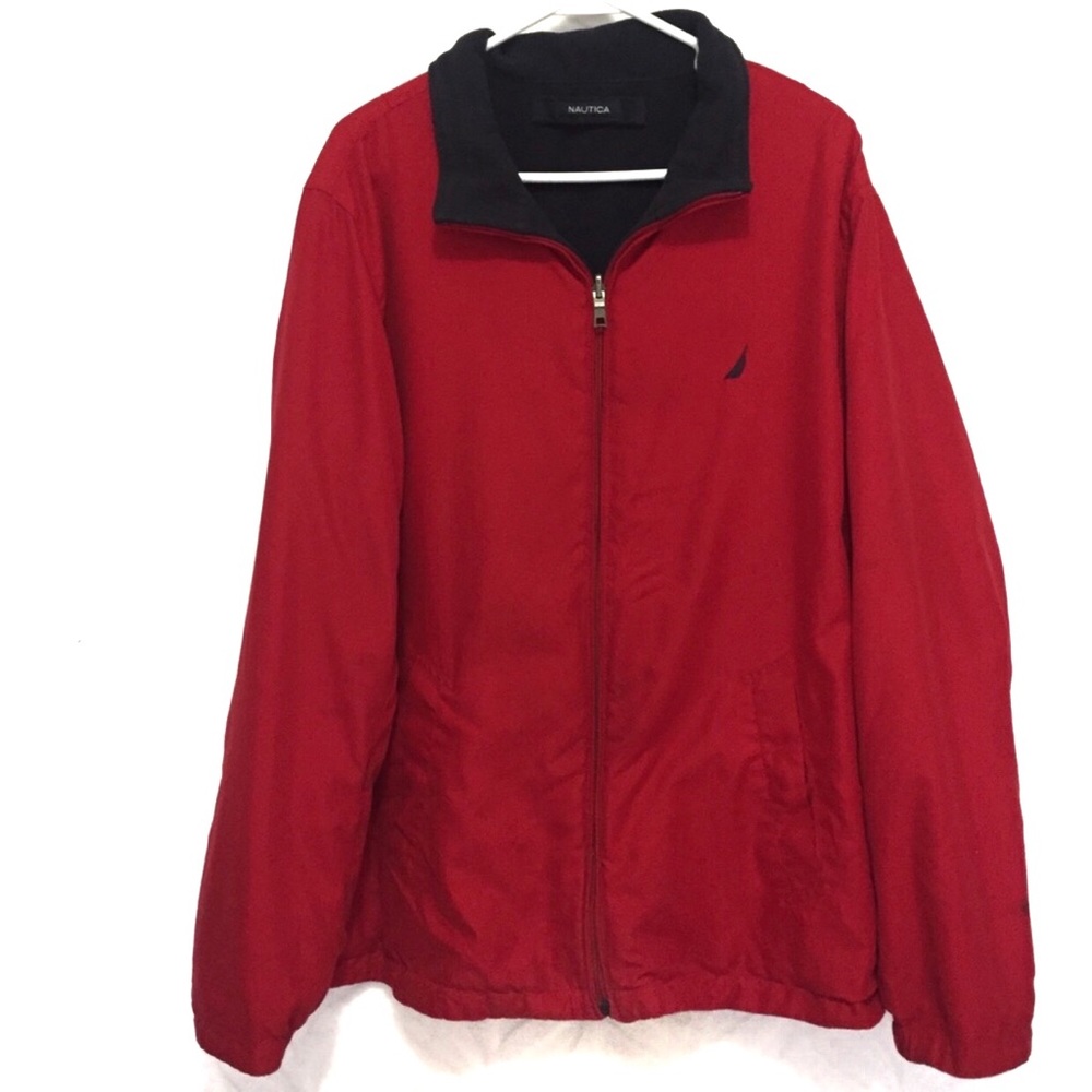 Nautica Jacket Reversible Red Navy Blue Zip Up
